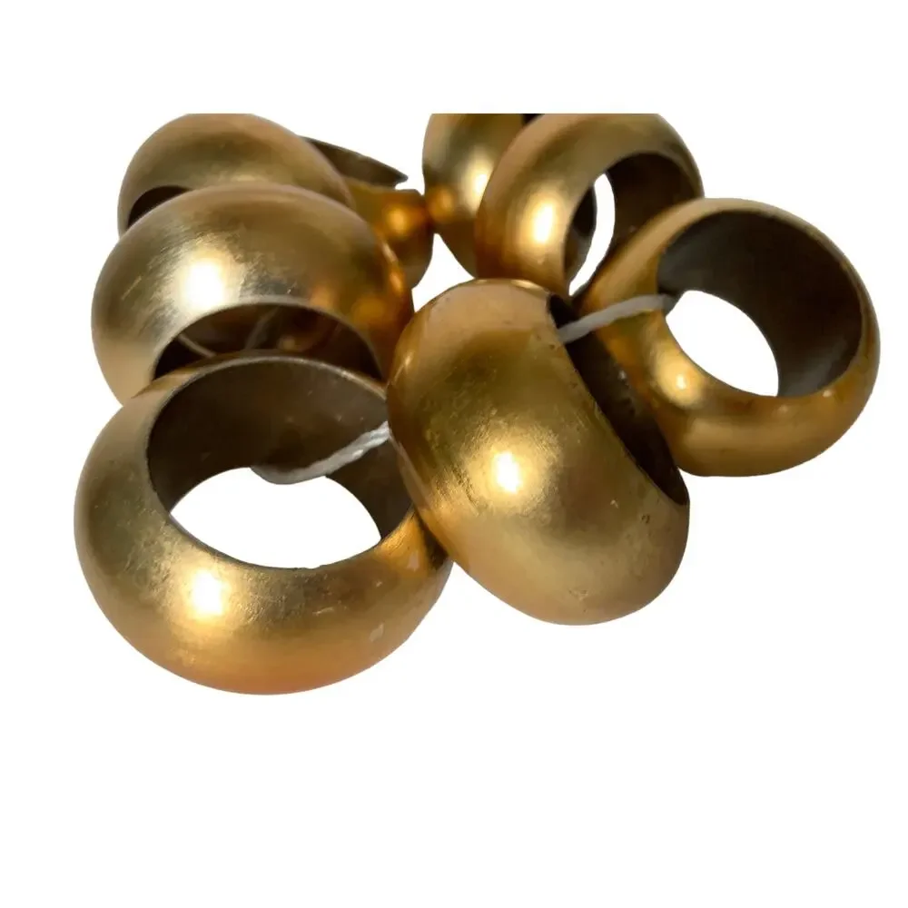 Set of 8 Gold Wood Napkin Rings